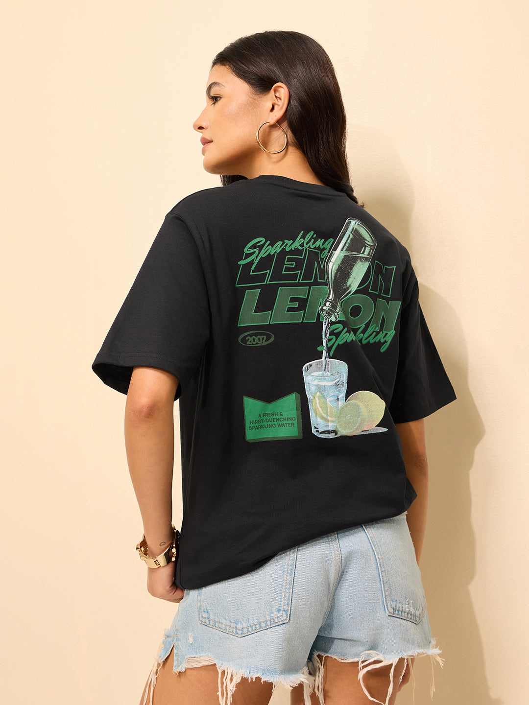 Womens Printed Oversized Cotton T-Shirt