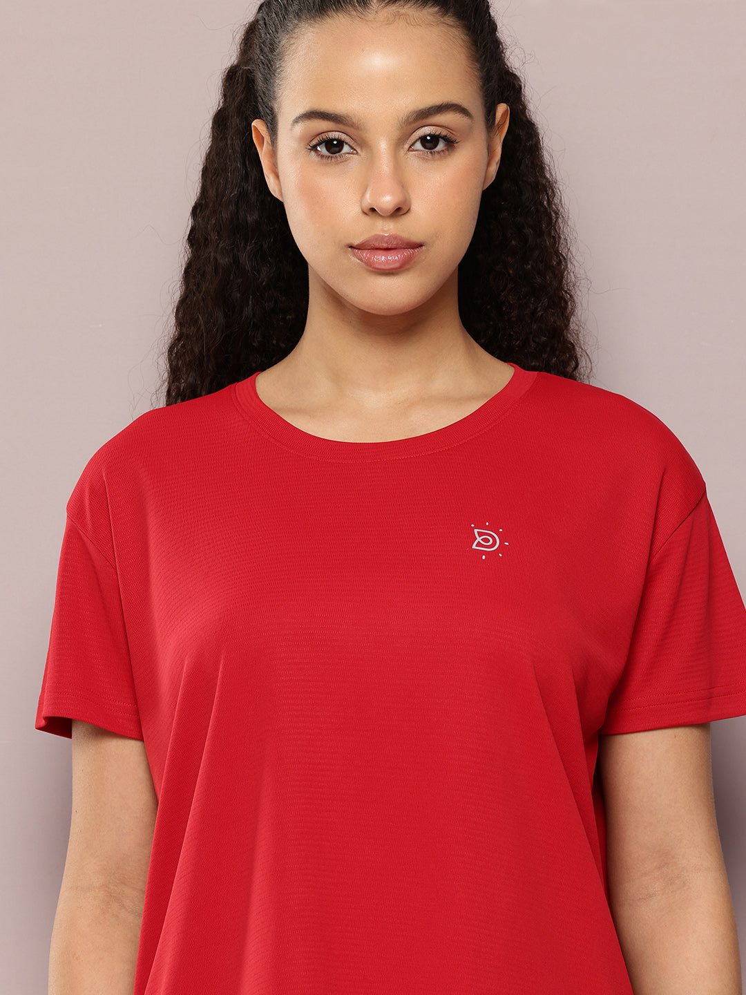 Womens Half Sleeve Round Neck Solid Boxy Fit Tshirts