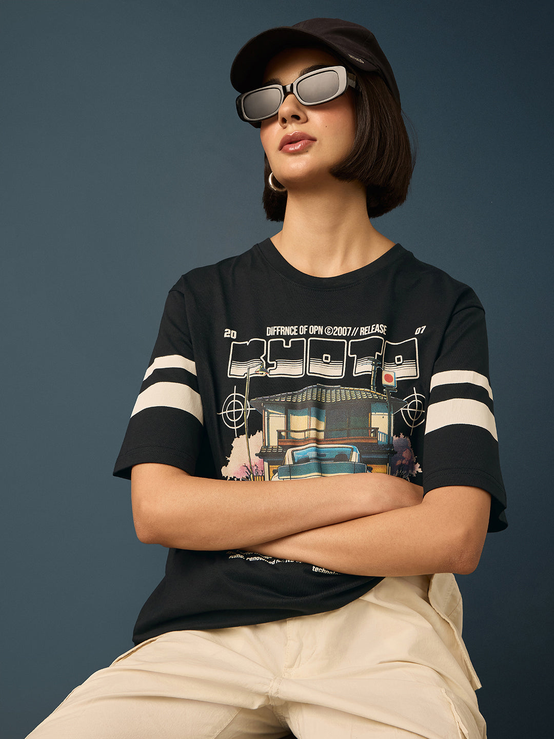 Womens Short Sleeve Printed Oversized Fit Tshirt 