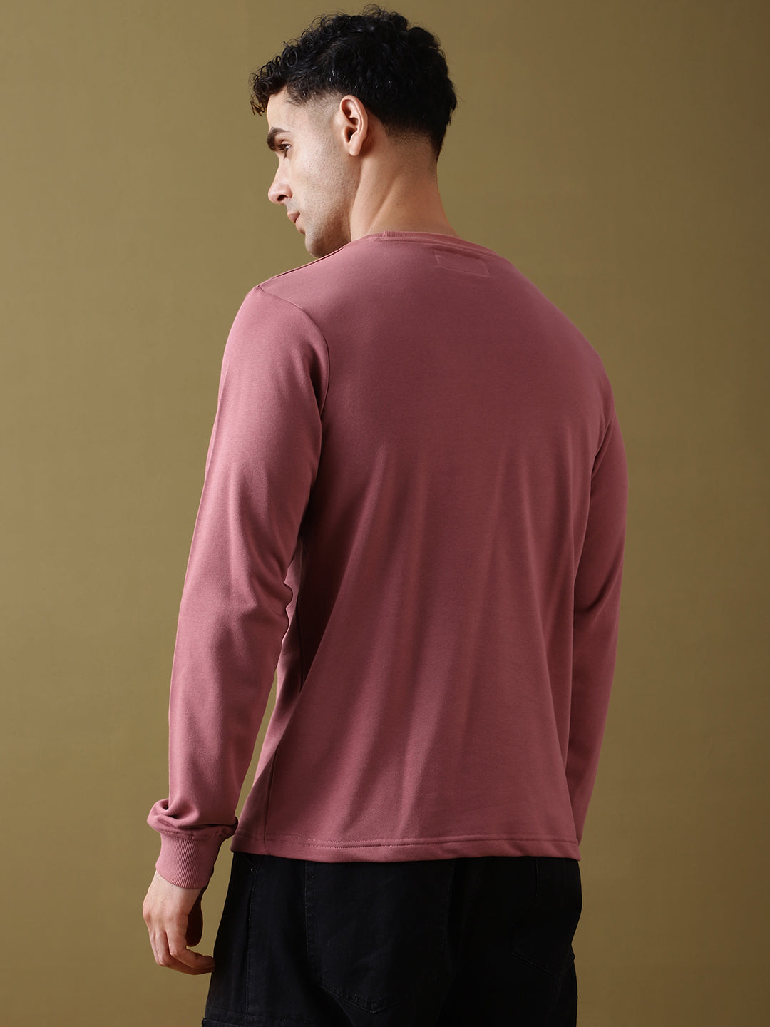 Mens Long Sleeve Round Neck Regular Fit T-Shirt