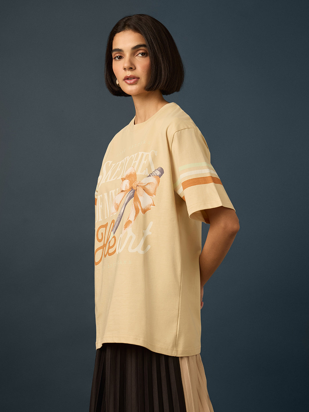 Womens Short Sleeve Printed Oversized Fit Tshirt 