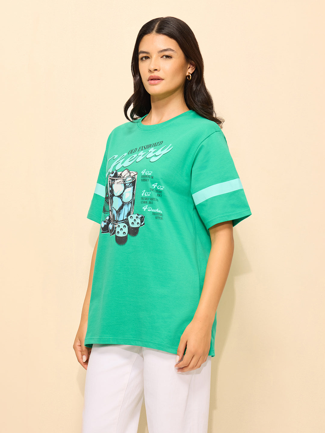 Womens Printed Oversized Cotton T-Shirt