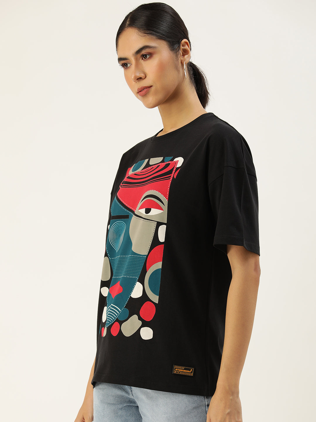 Womens Half Sleeve Drop Shoulder Printed Oversized Fit T-Shirts
