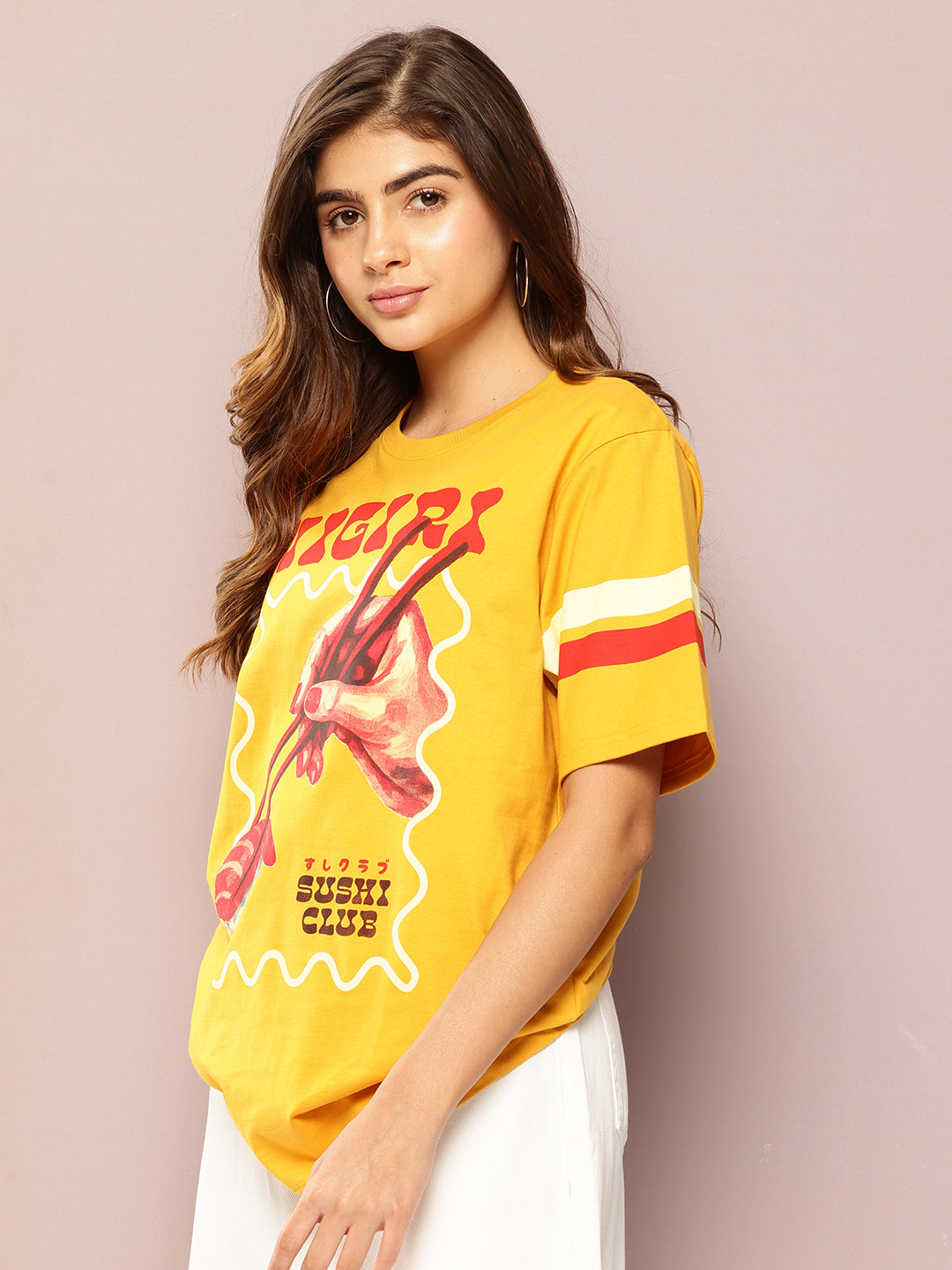 Womens Short Sleeve Printed Oversized Fit Tshirt