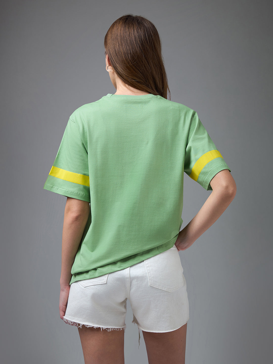 Womens Printed Round Neck Oversized Fit Tshirt