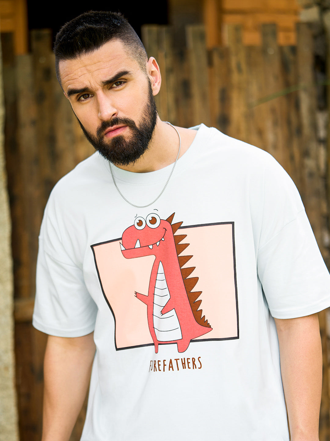 Mens Half Sleeve Drop Shoulder Printed Oversized Fit T-Shirts