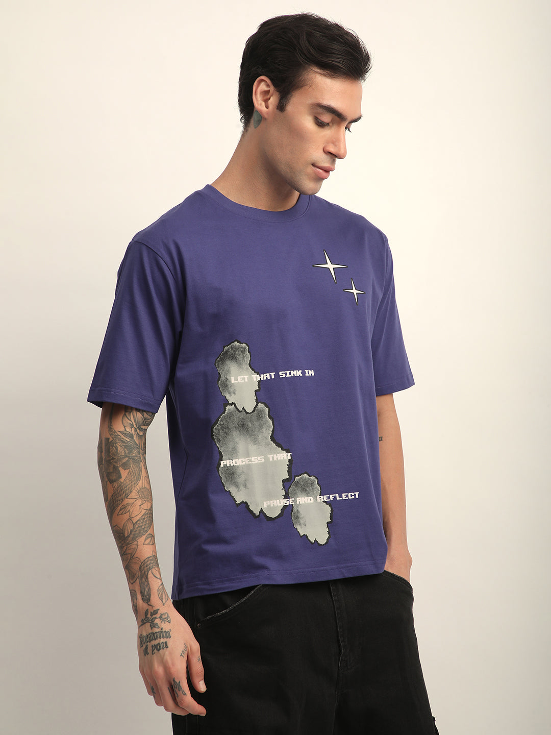 Mens Half Sleeve Round Neck Printed Oversized Fit Tshirts