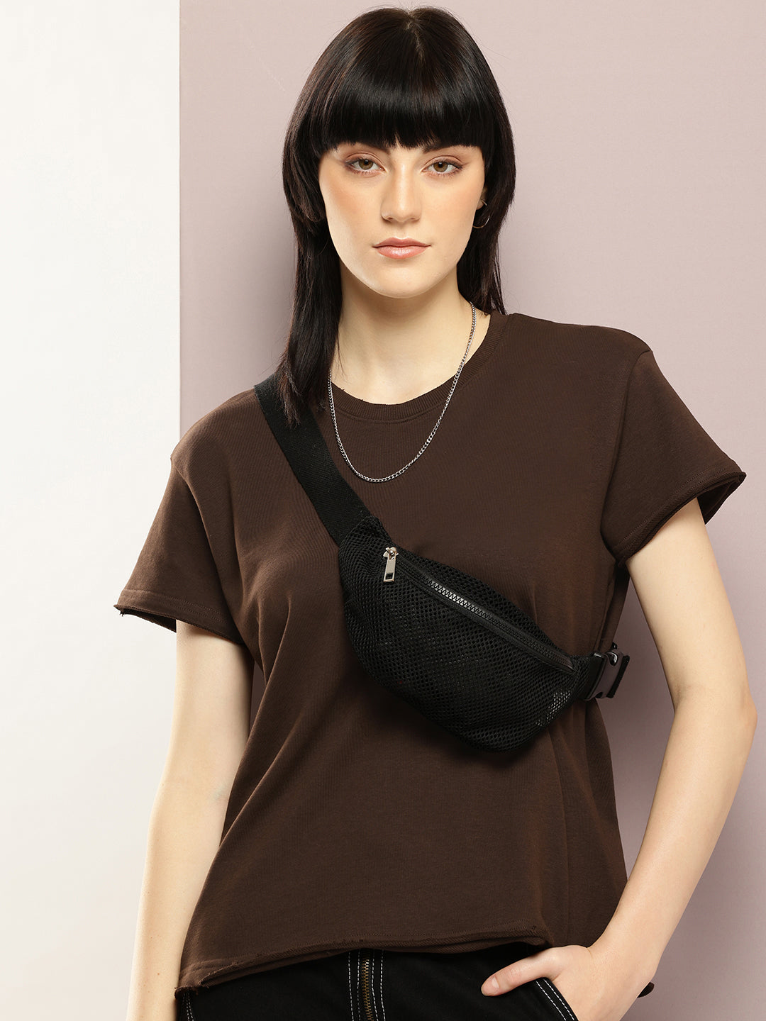 Womens Half Sleeve Round Neck Solid Boxy Fit Tshirts