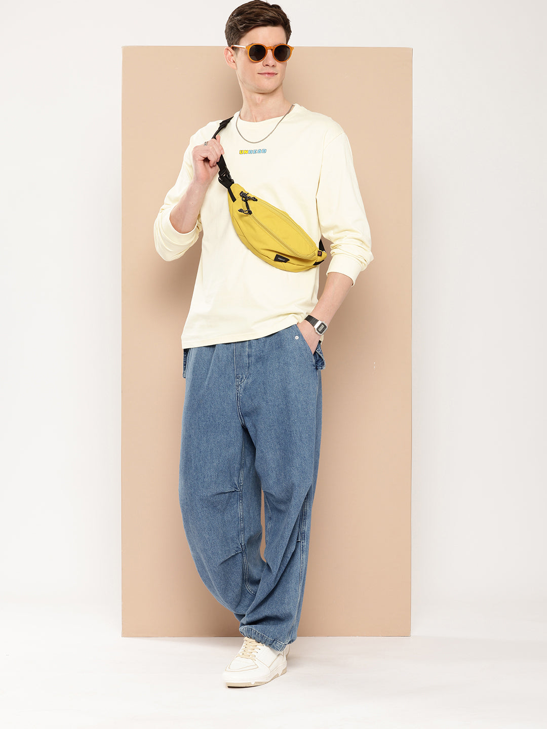 Mens Full Sleeve Round Neck Back Printed Oversized Fit Tshirts