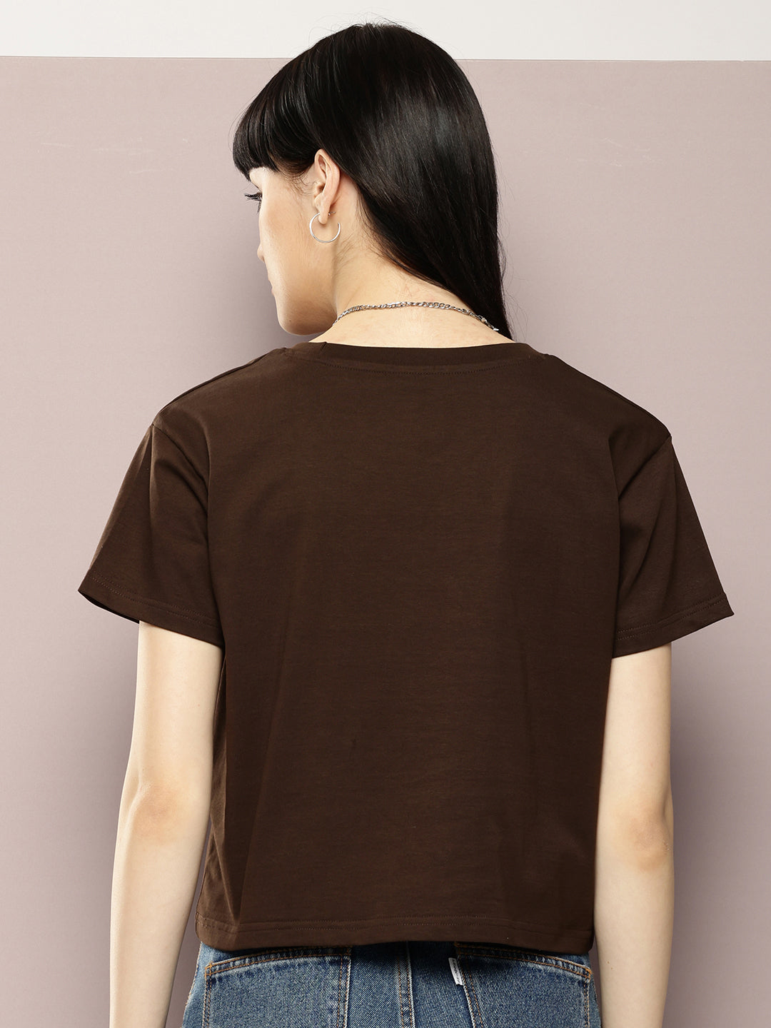 Womens Half Sleeve Round Neck Solid Boxy Fit Tshirts