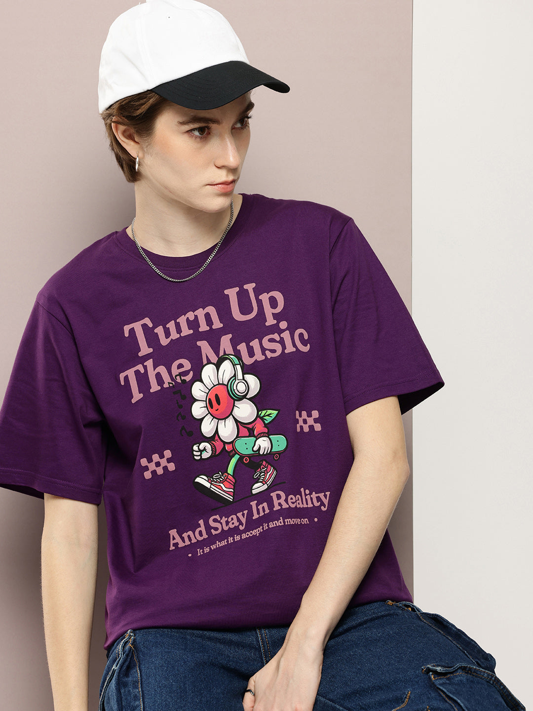 Womens Half Sleeve Round Neck Printed Oversized Fit Tshirts