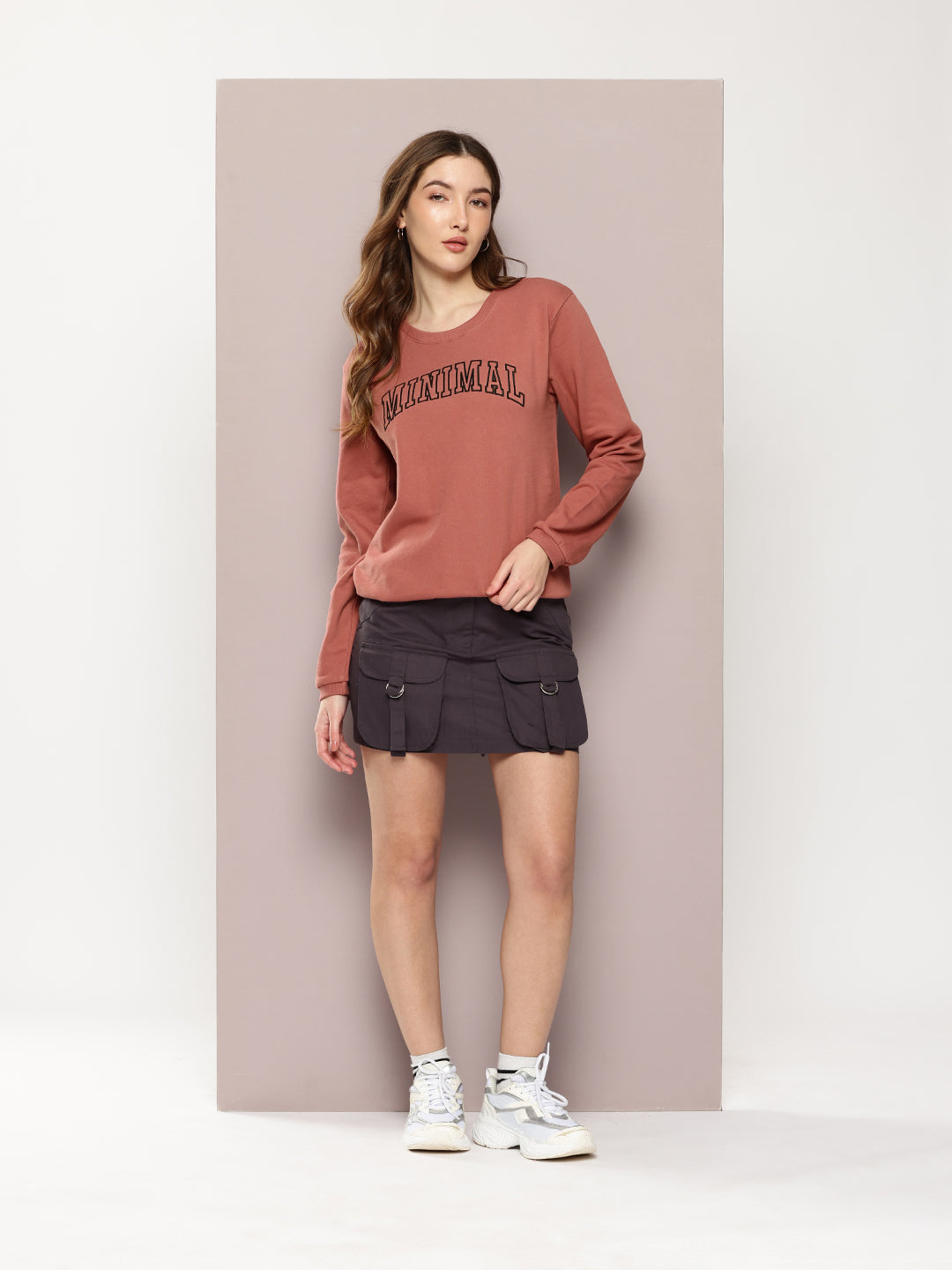 Womens Full Sleeve Round Neck Embroidered Relaxed Fit Tshirts