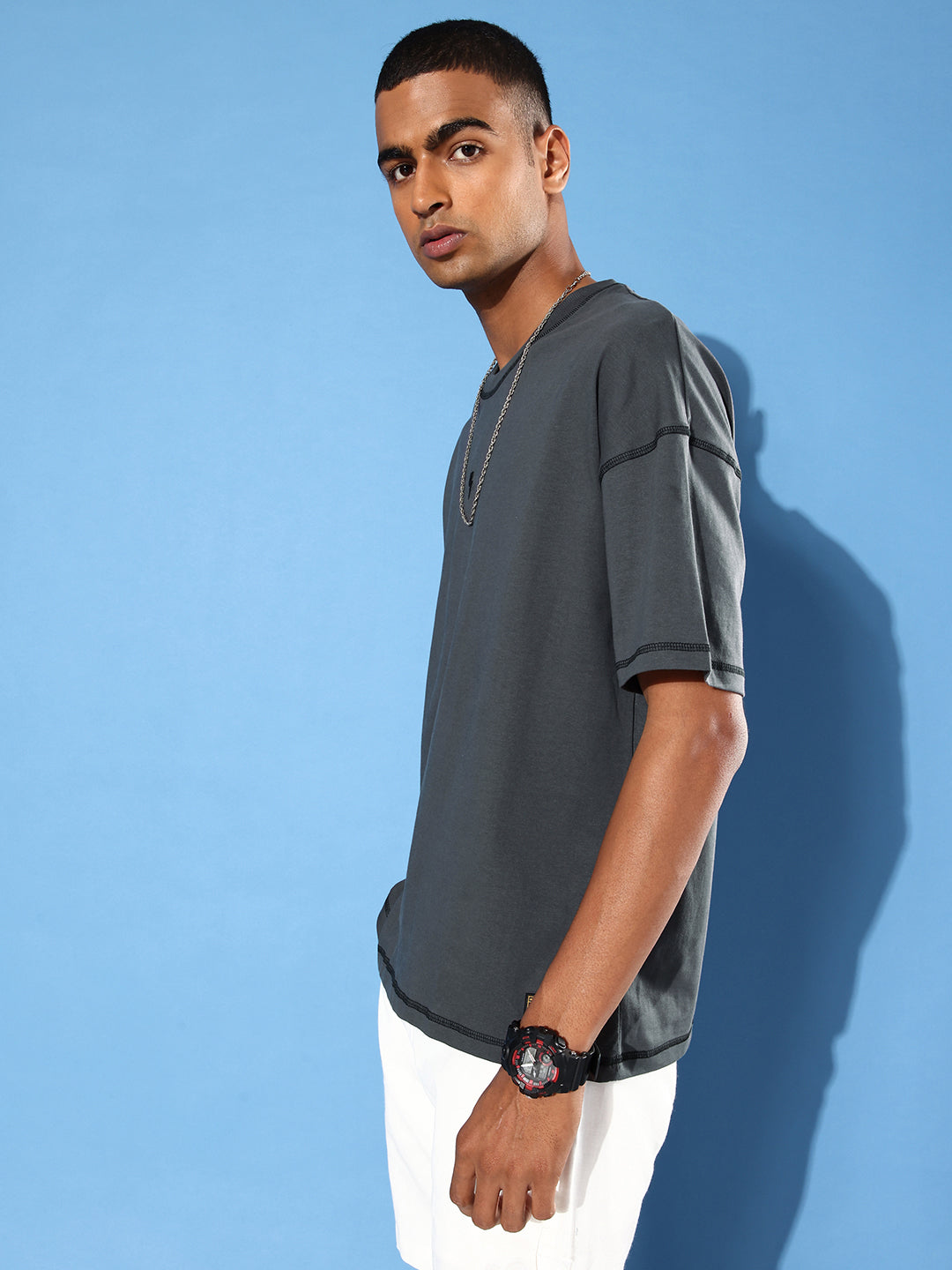 Mens Half Sleeve Drop Shoulder Plain Oversized Fit T-Shirts