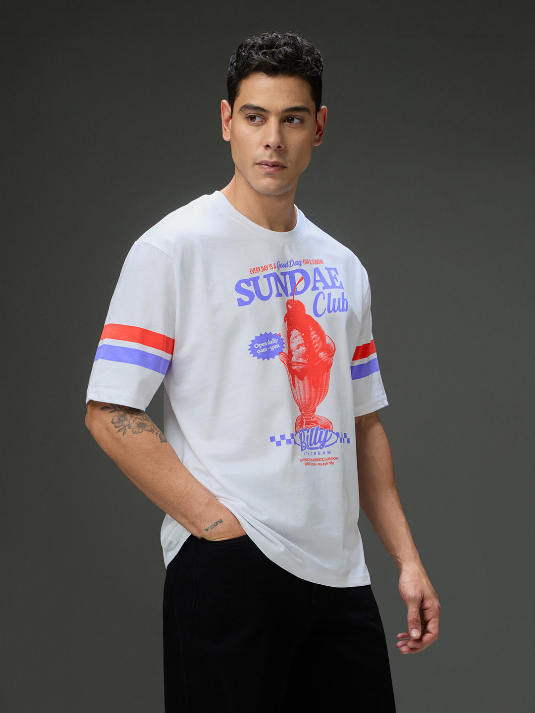 Mens Round Neck Half Sleeve Printed Oversized Fit Tshirt