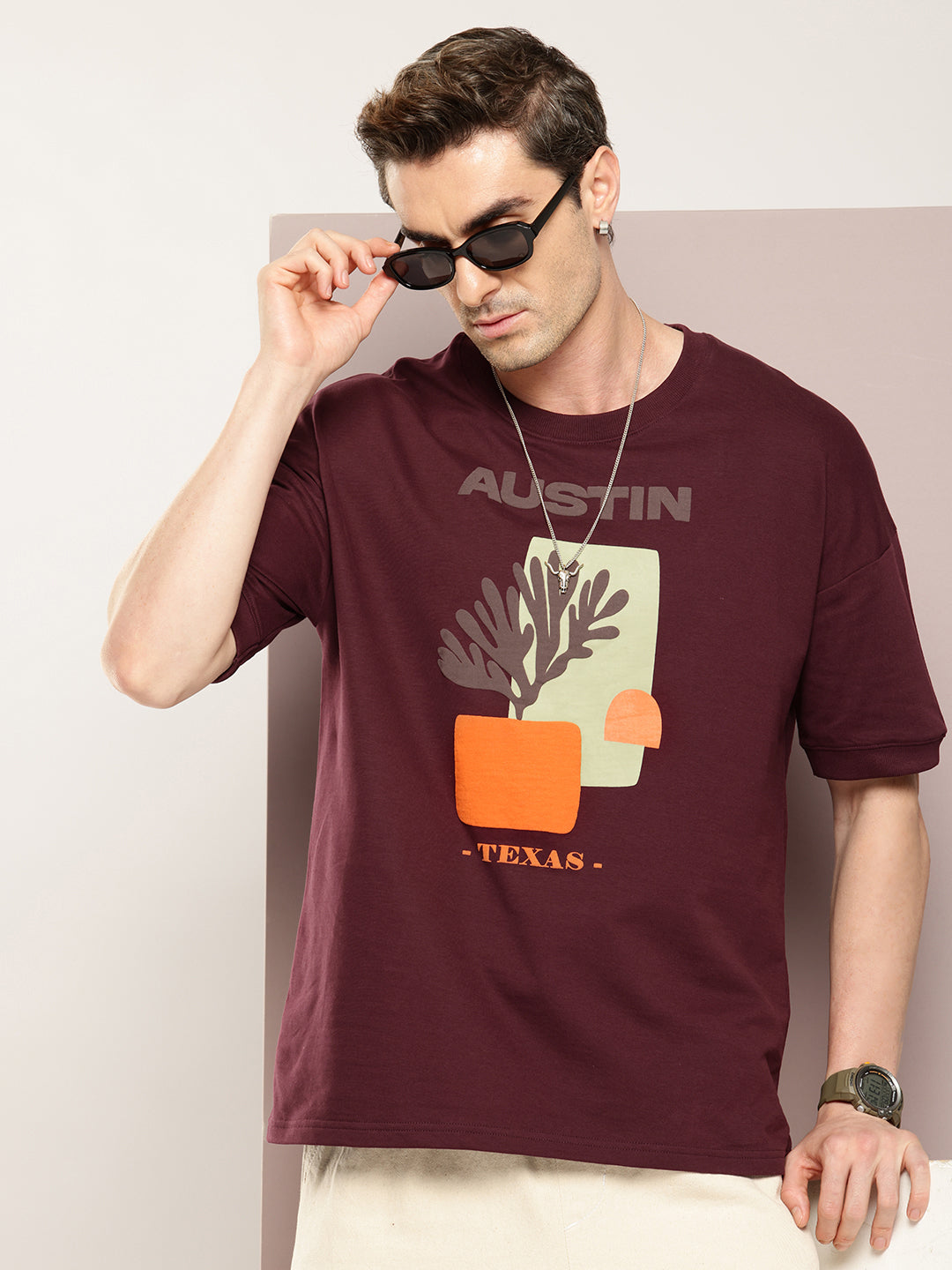 Mens Half Sleeve Round Neck Printed Oversized Fit Tshirts