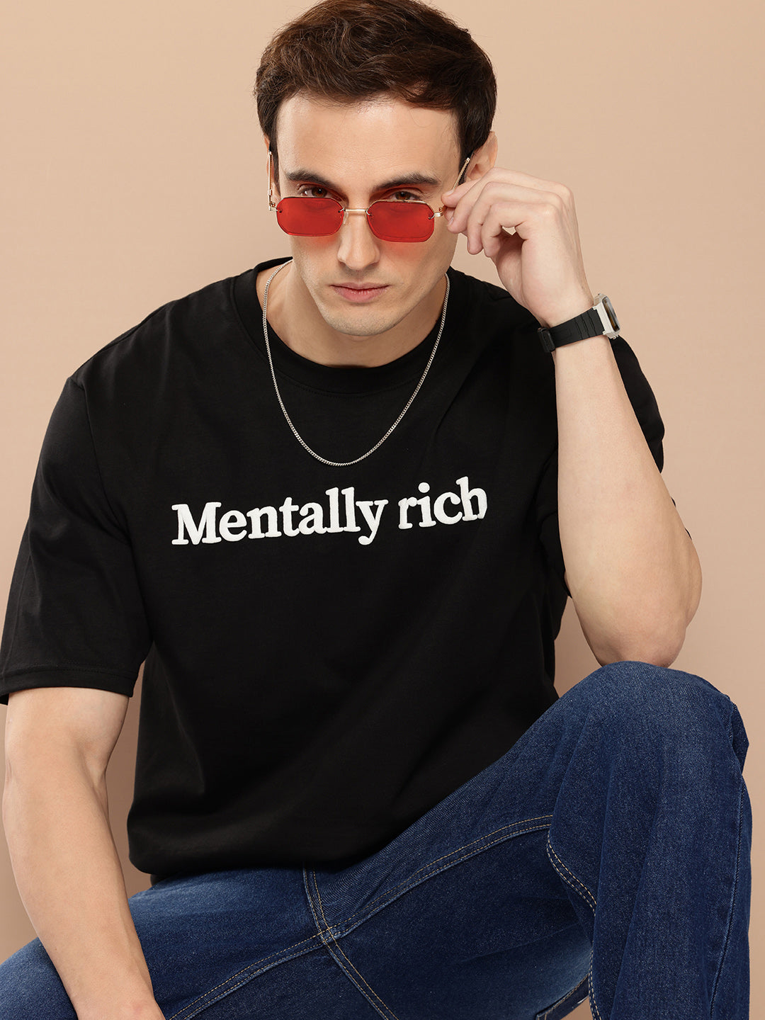 Mens Half Sleeve Round Neck Printed Oversized Fit Tshirts