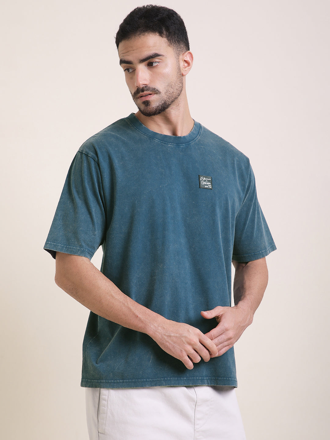 Mens Half Sleeve Round Neck Back Printed Oversized Fit Tshirts