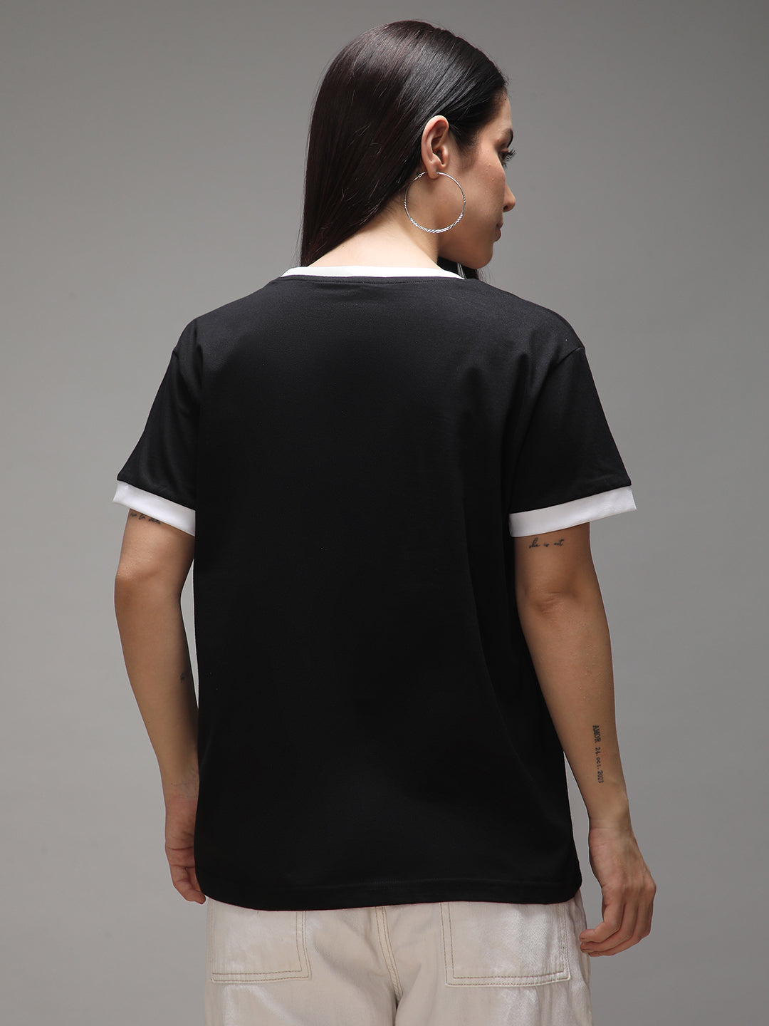 Womens Half Sleeve Round Neck Embroidery Boxy Fit Tshirts