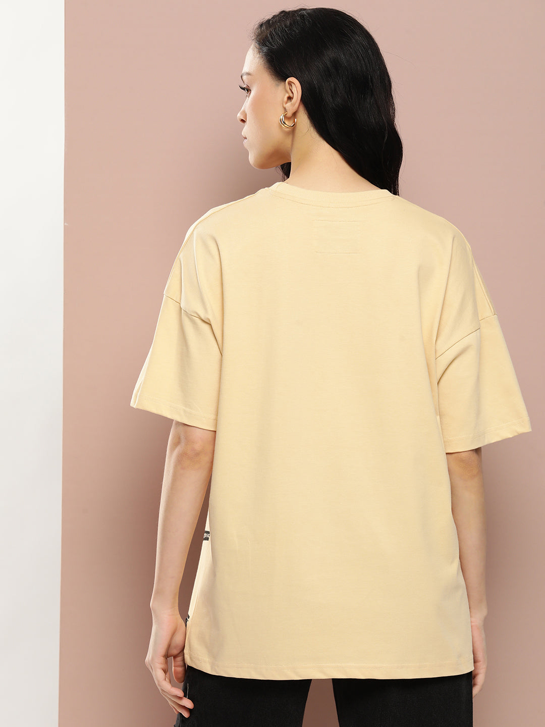 Womens Half Sleeve Drop Shoulder Printed Oversized Fit T-Shirts