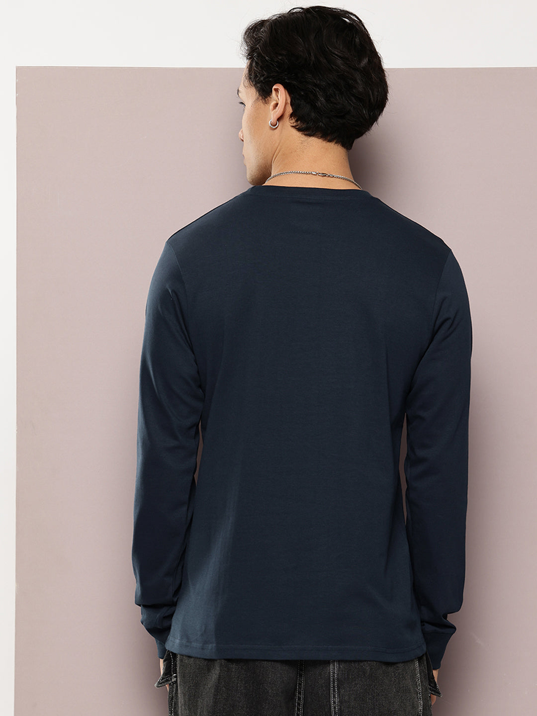 Mens Full Sleeve Round Neck Solid Regular Fit Tshirts