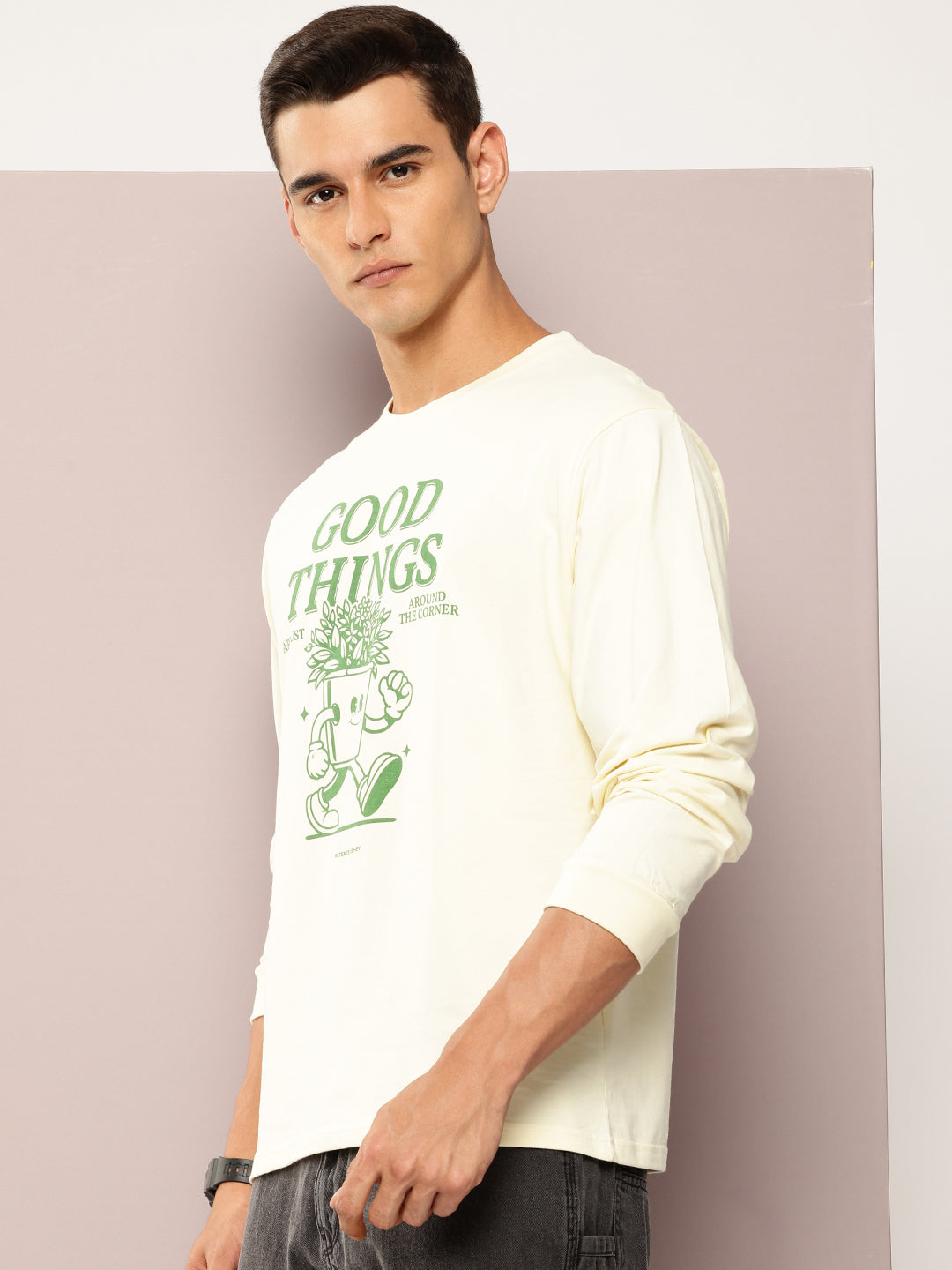 Mens Full Sleeve Round Neck Printed Oversized Fit Tshirts