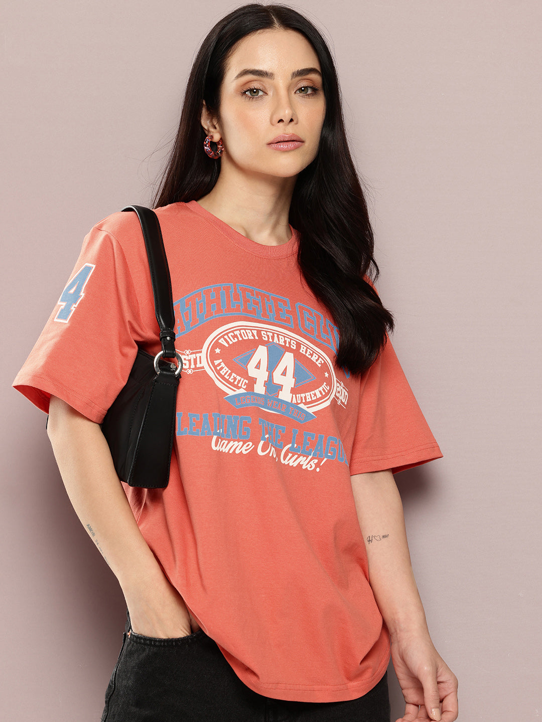 Womens Half Sleeve Round Neck Printed Oversized Fit Tshirts