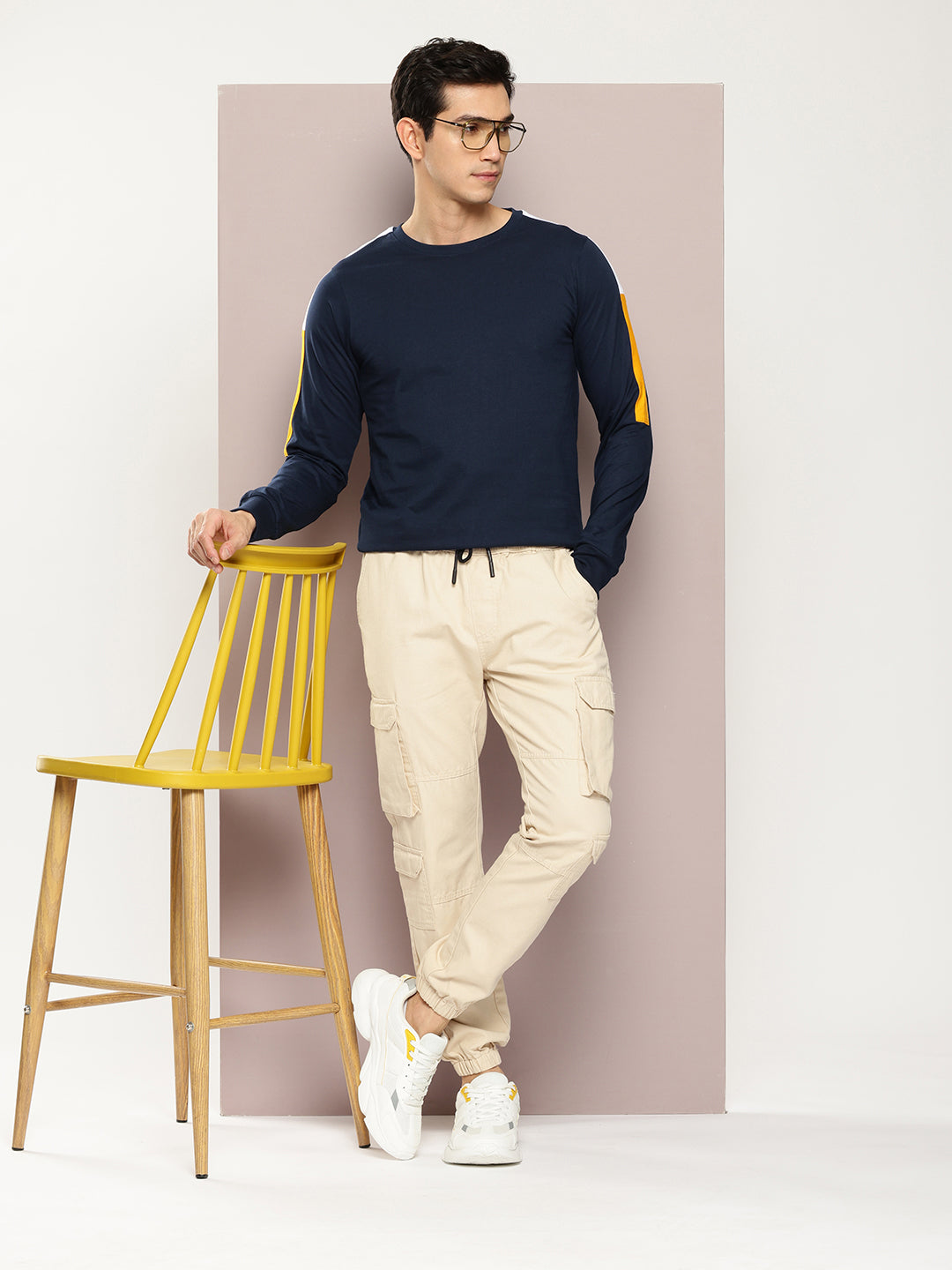 Mens Full Sleeve Round Neck Solid Regular Fit Tshirts