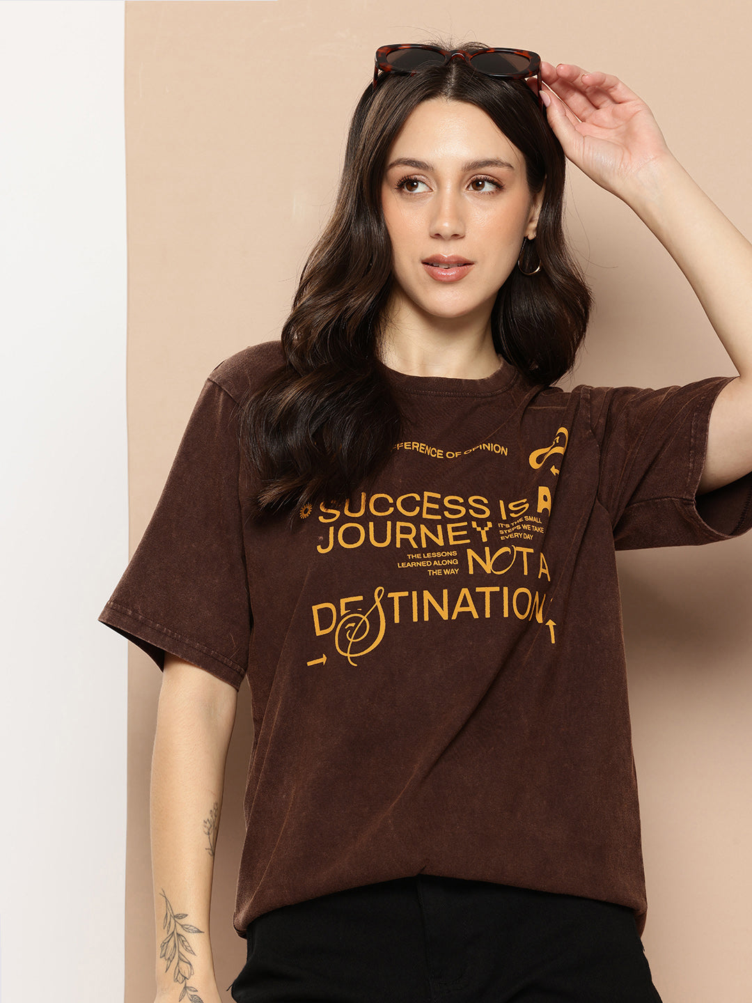 Womens Half Sleeve Round Neck Printed Oversized Fit Tshirts