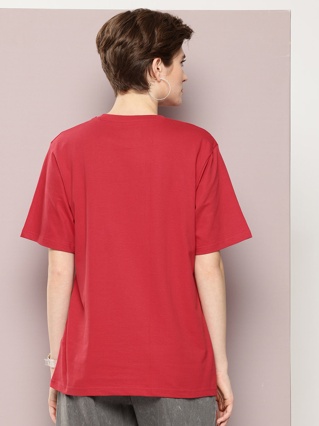 Womens Half Sleeve Round Neck Printed Oversized Fit Tshirts