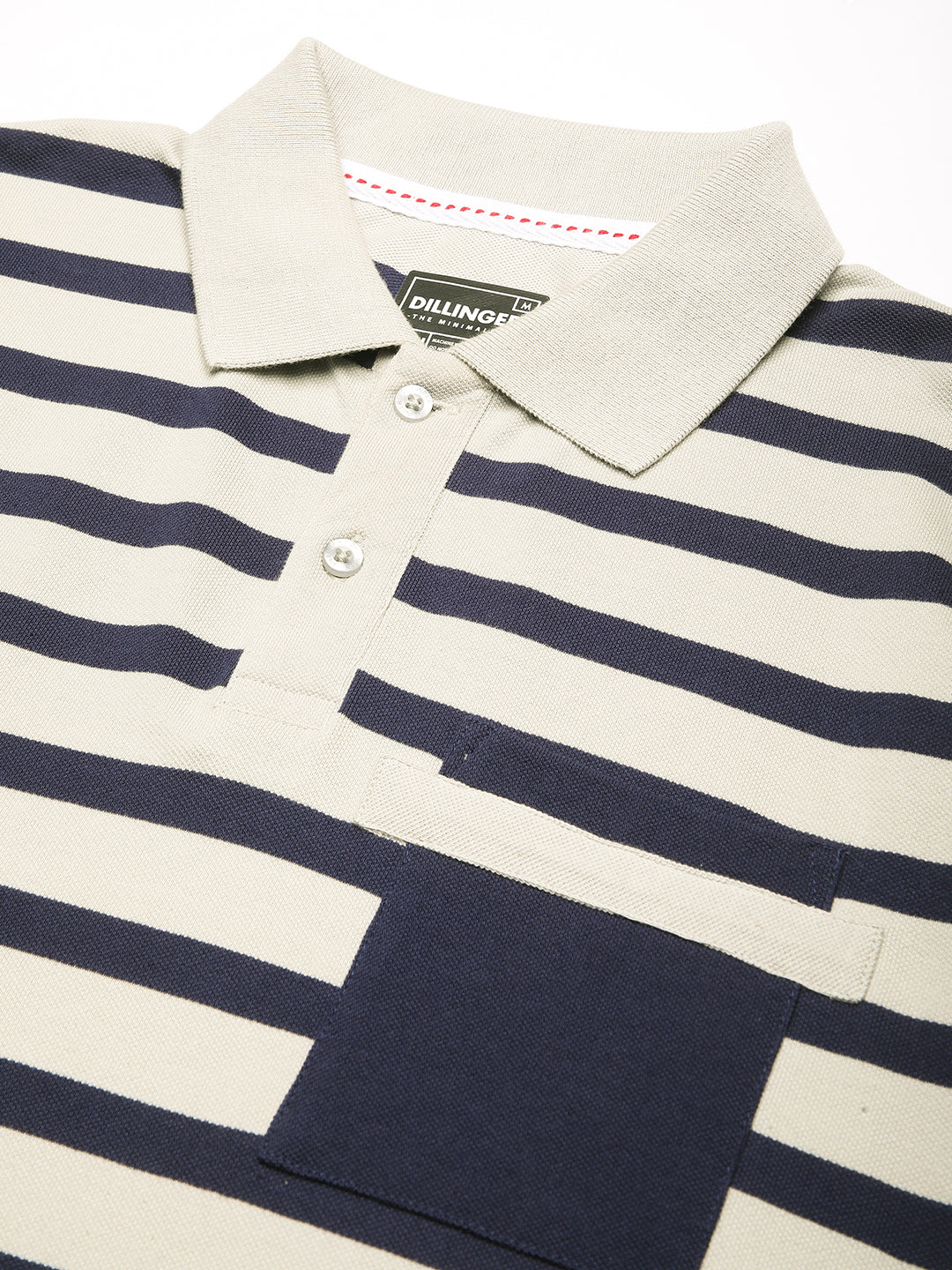 Mens Full Sleeve Polo Neck All-Over Striped Regular Fit Tshirts