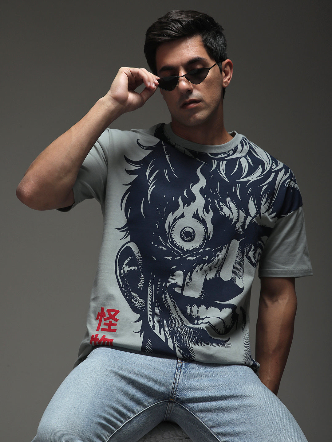 Mens Half Sleeve Drop Shoulder Printed Oversized Fit T-Shirts
