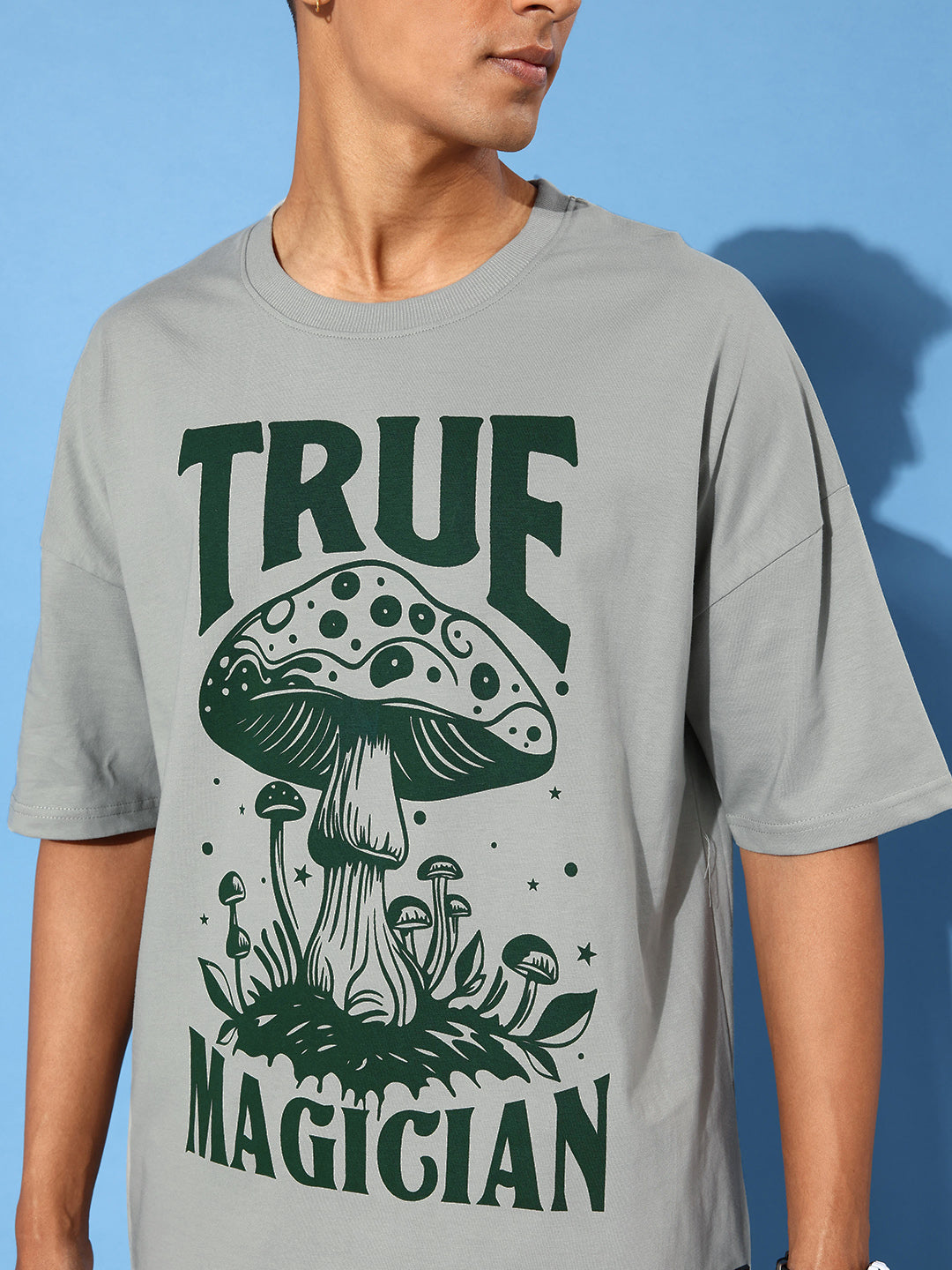Mens Half Sleeve Drop Shoulder Printed Oversized Fit T-Shirts
