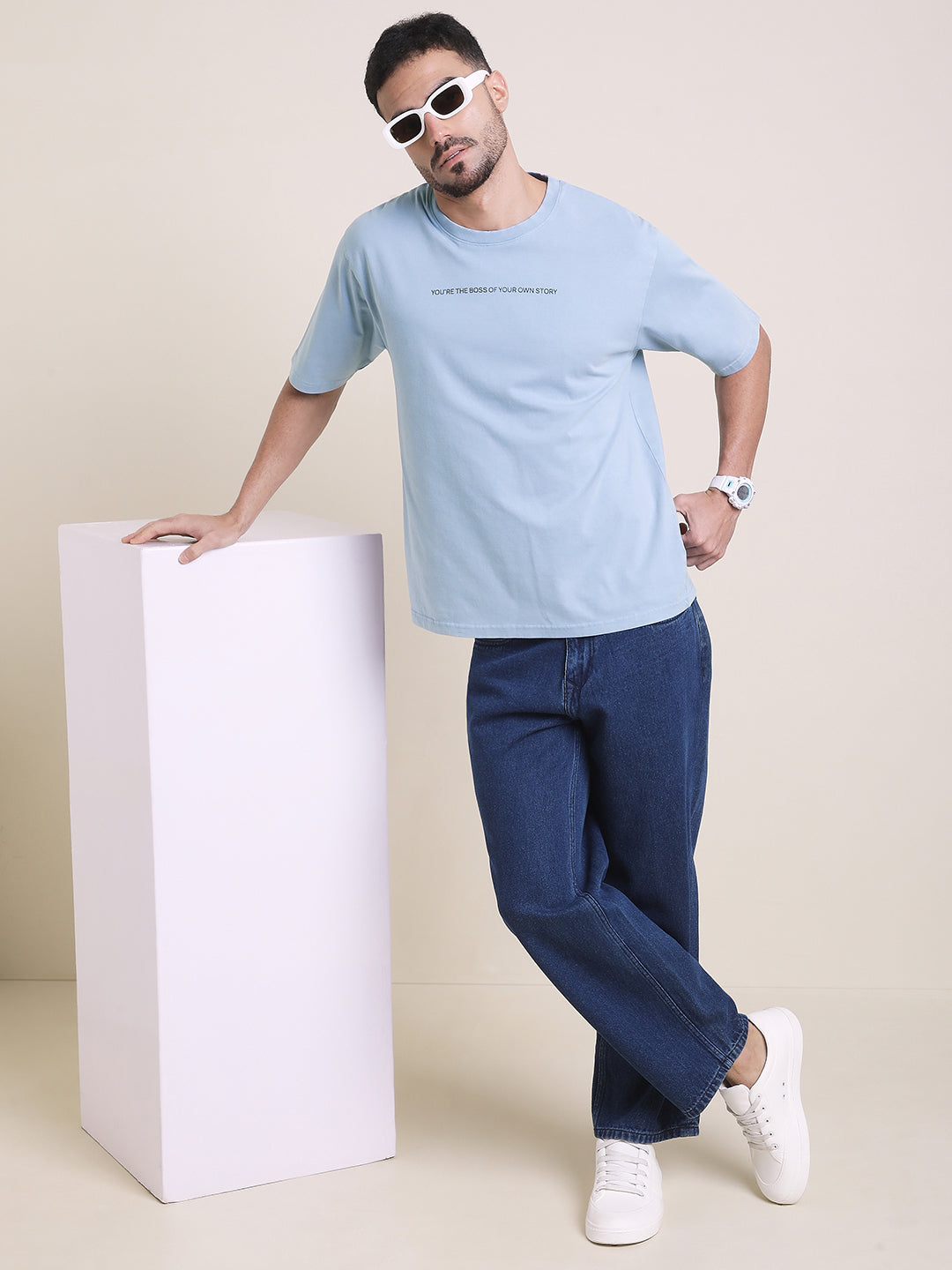 Mens Half Sleeve Round Neck Back Printed Oversized Fit Tshirts