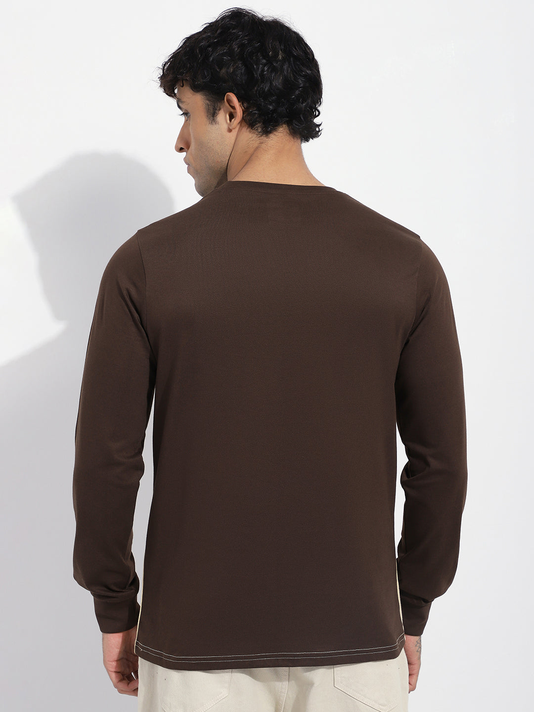 Mens Full Sleeve Round Neck Embroidered Regular Fit Tshirts