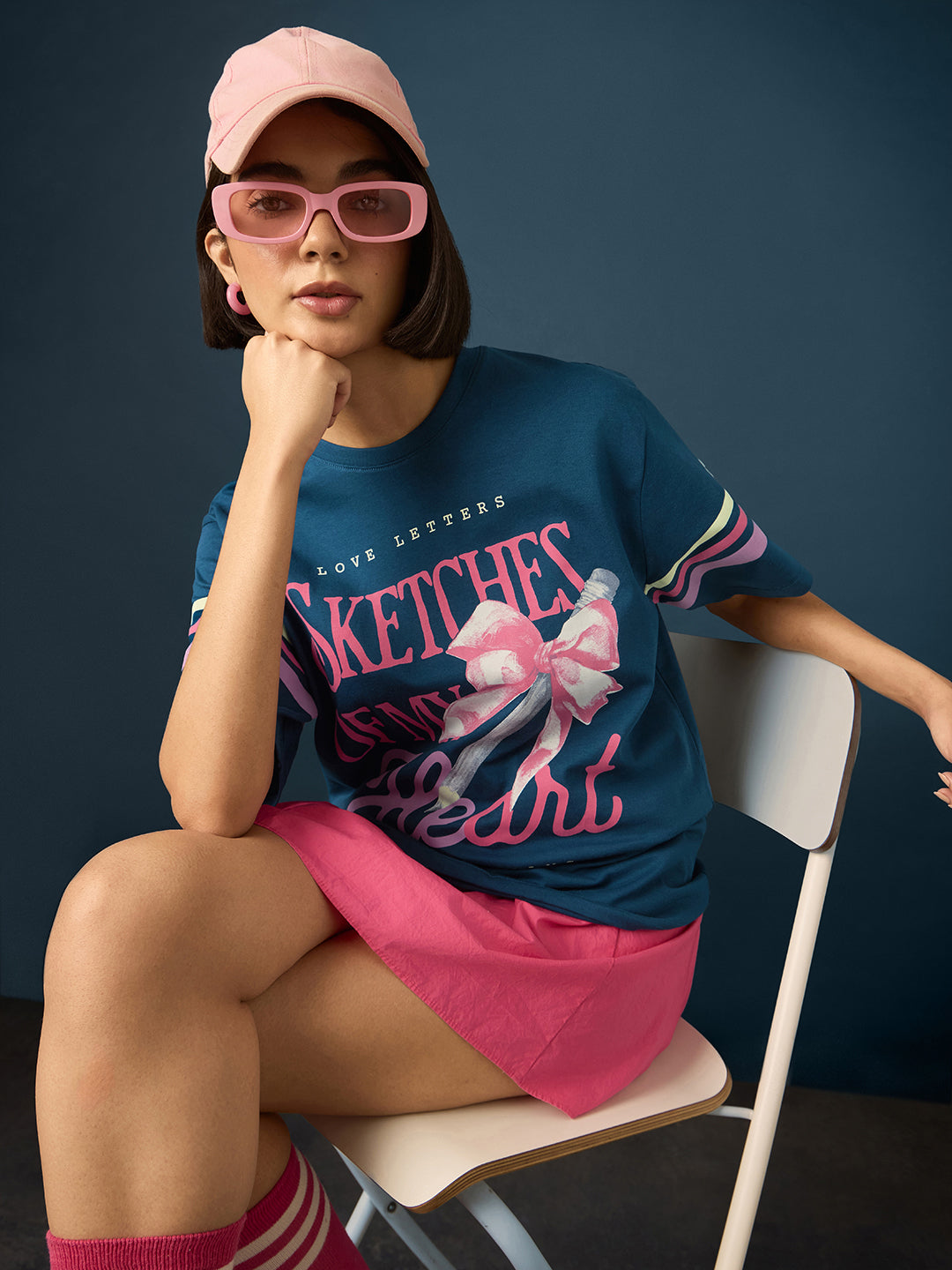 Womens Short Sleeve Printed Oversized Fit Tshirt 