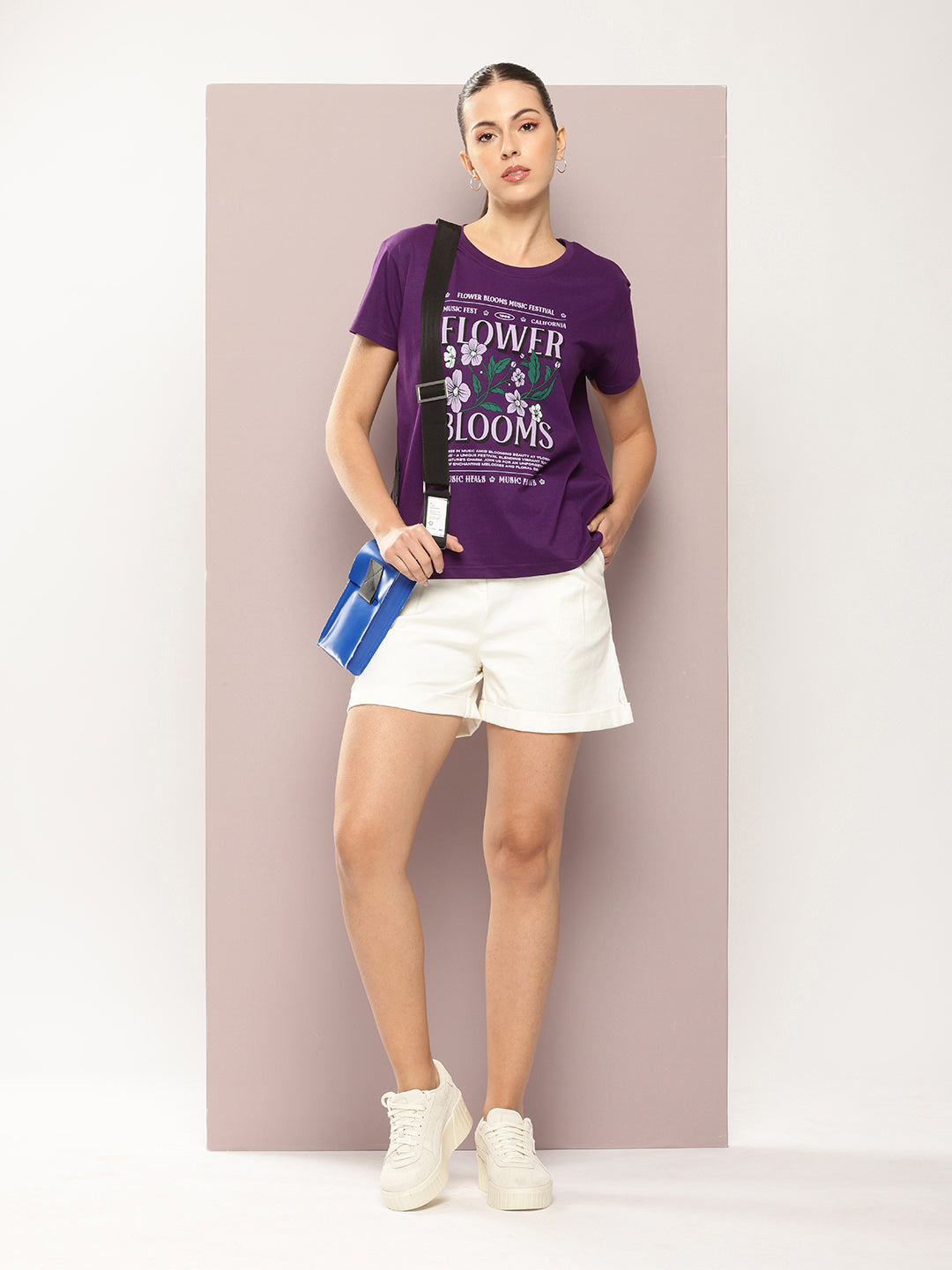 Womens Half Sleeve Round Neck Printed Boxy Fit Tshirts