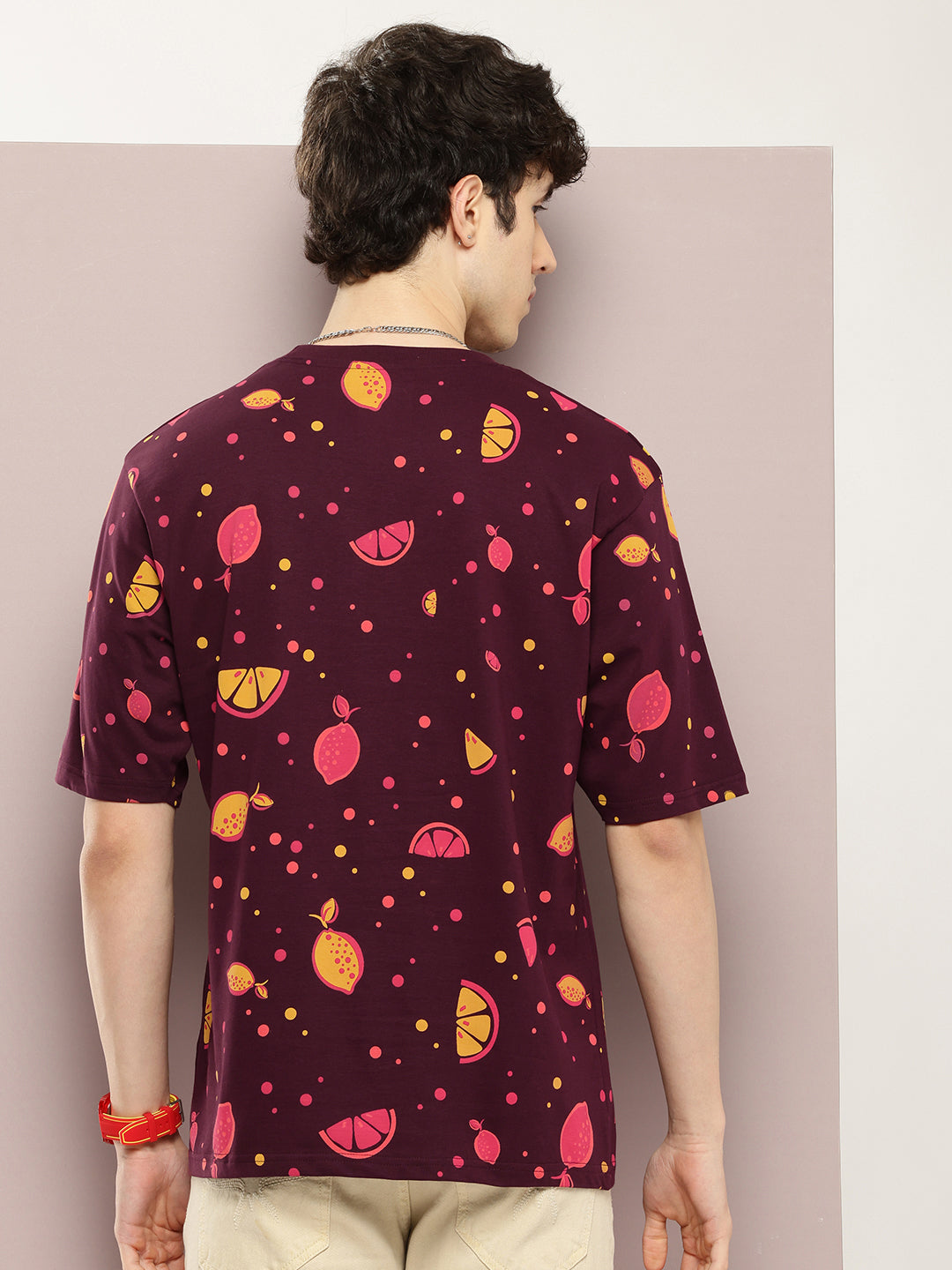 Mens Half Sleeve Round Neck All-Over Printed Oversized Fit Tshirts