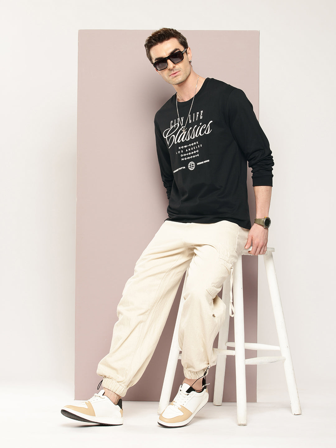 Mens Full Sleeve Round Neck Printed Oversized Fit Tshirts