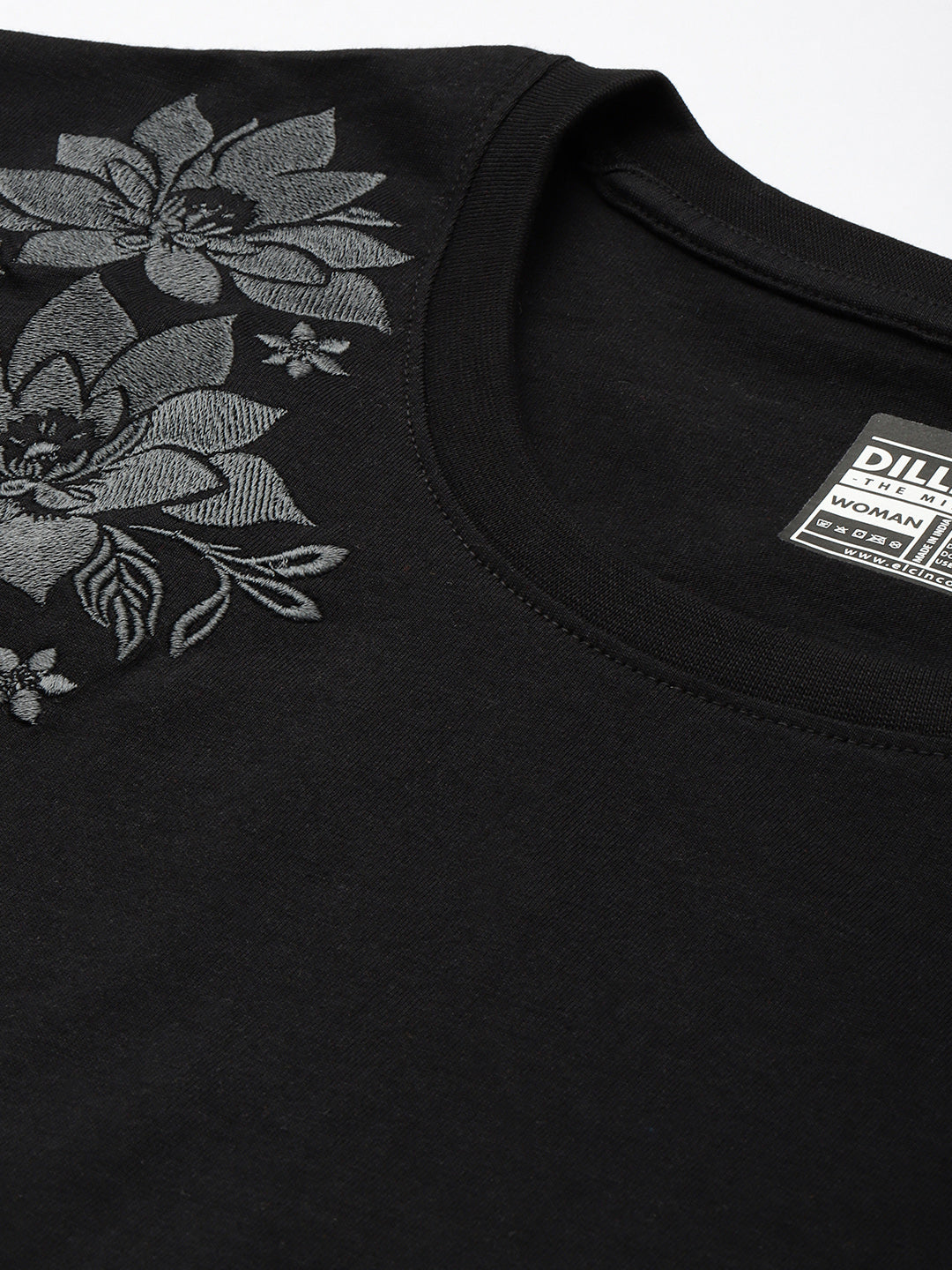Womens Half Sleeve Round Neck Embroidery Boxy Fit Tshirts