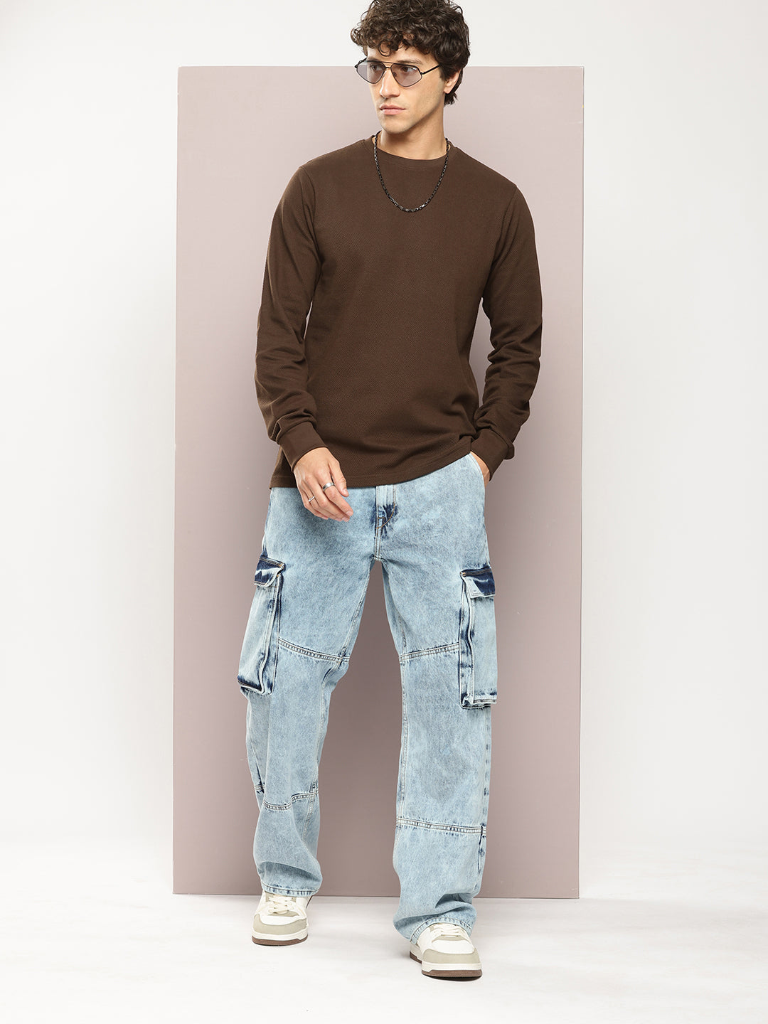 Mens Full Sleeve Round Neck Solid Regular Fit Tshirts