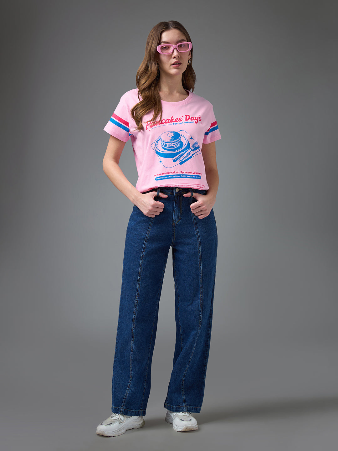 Womens Printed Round Neck Boxy Fit Tshirt