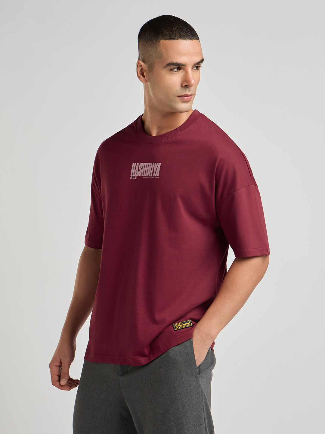 Mens Printed Oversized Half Sleeve Round Neck Tshirt