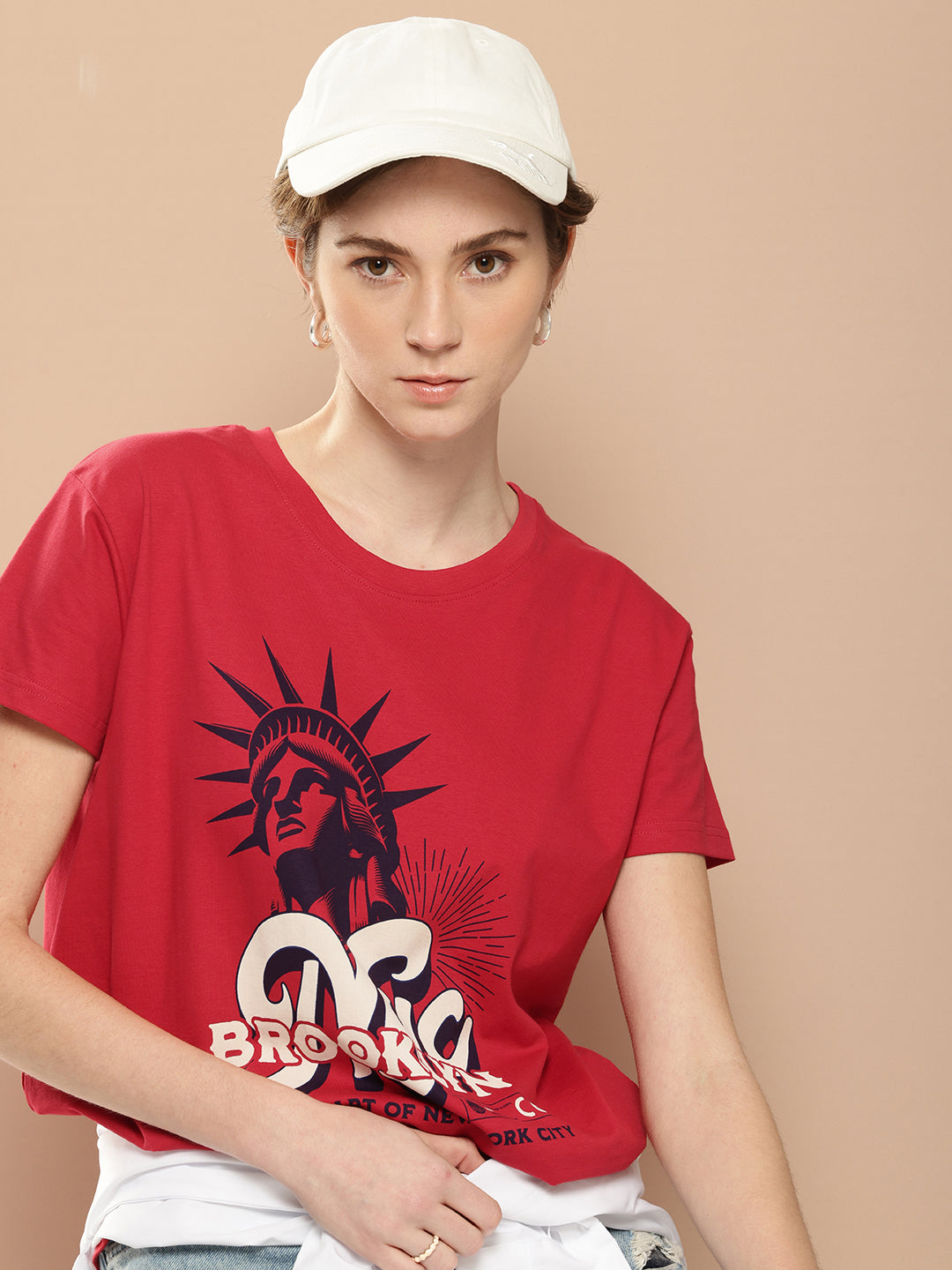 Womens Half Sleeve Round Neck Printed Boxy Fit Tshirts