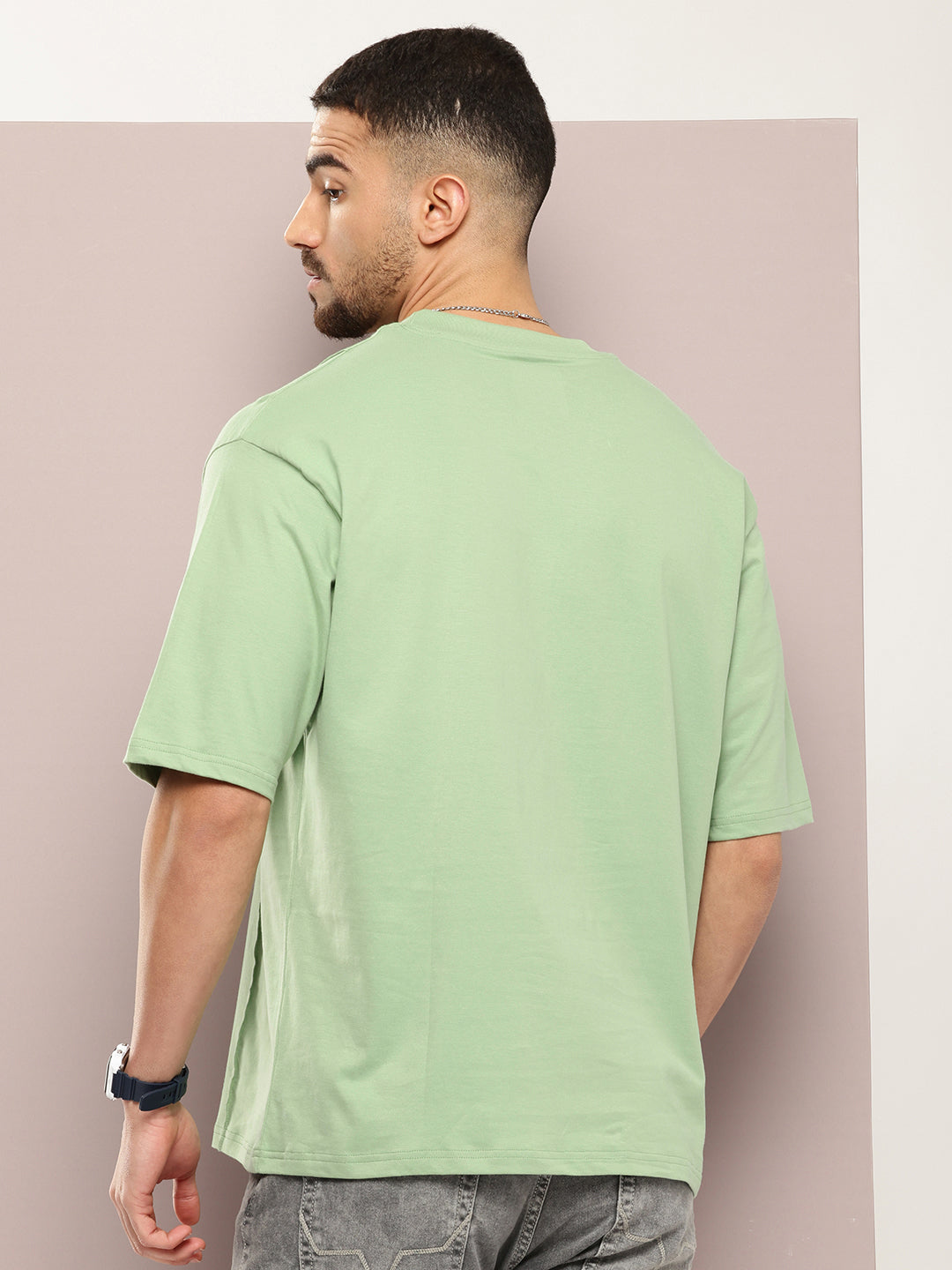 Mens Half Sleeve Round Neck Solid Oversized Fit Tshirts