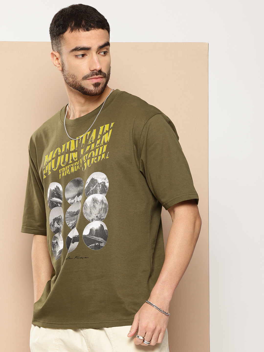Mens Half Sleeve Round Neck Printed Oversized Fit Tshirts