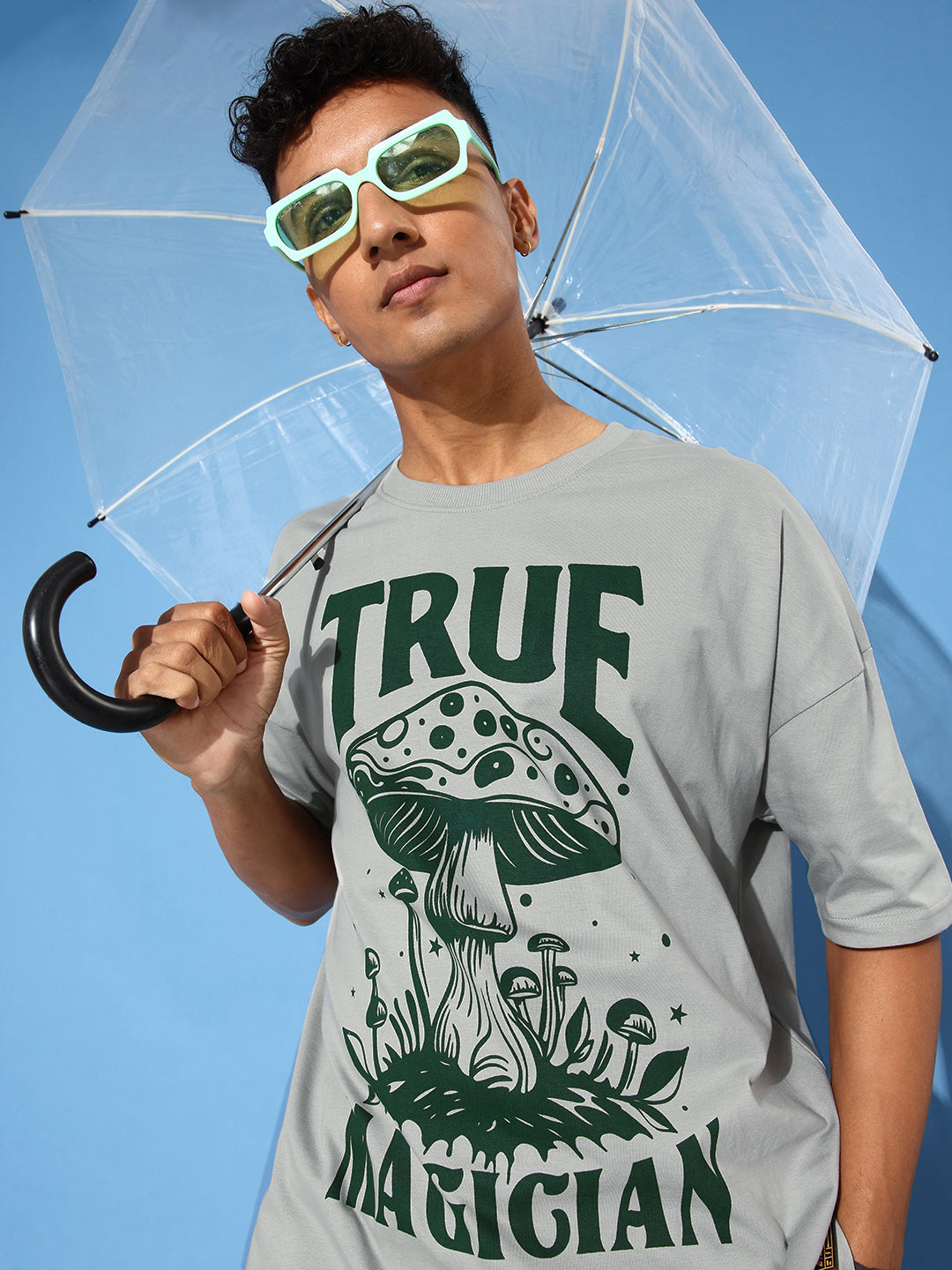 Mens Half Sleeve Drop Shoulder Printed Oversized Fit T-Shirts