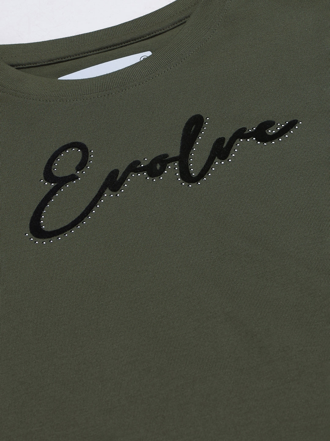 Womens Stud Detailed Oversized Round Neck Tshirt 