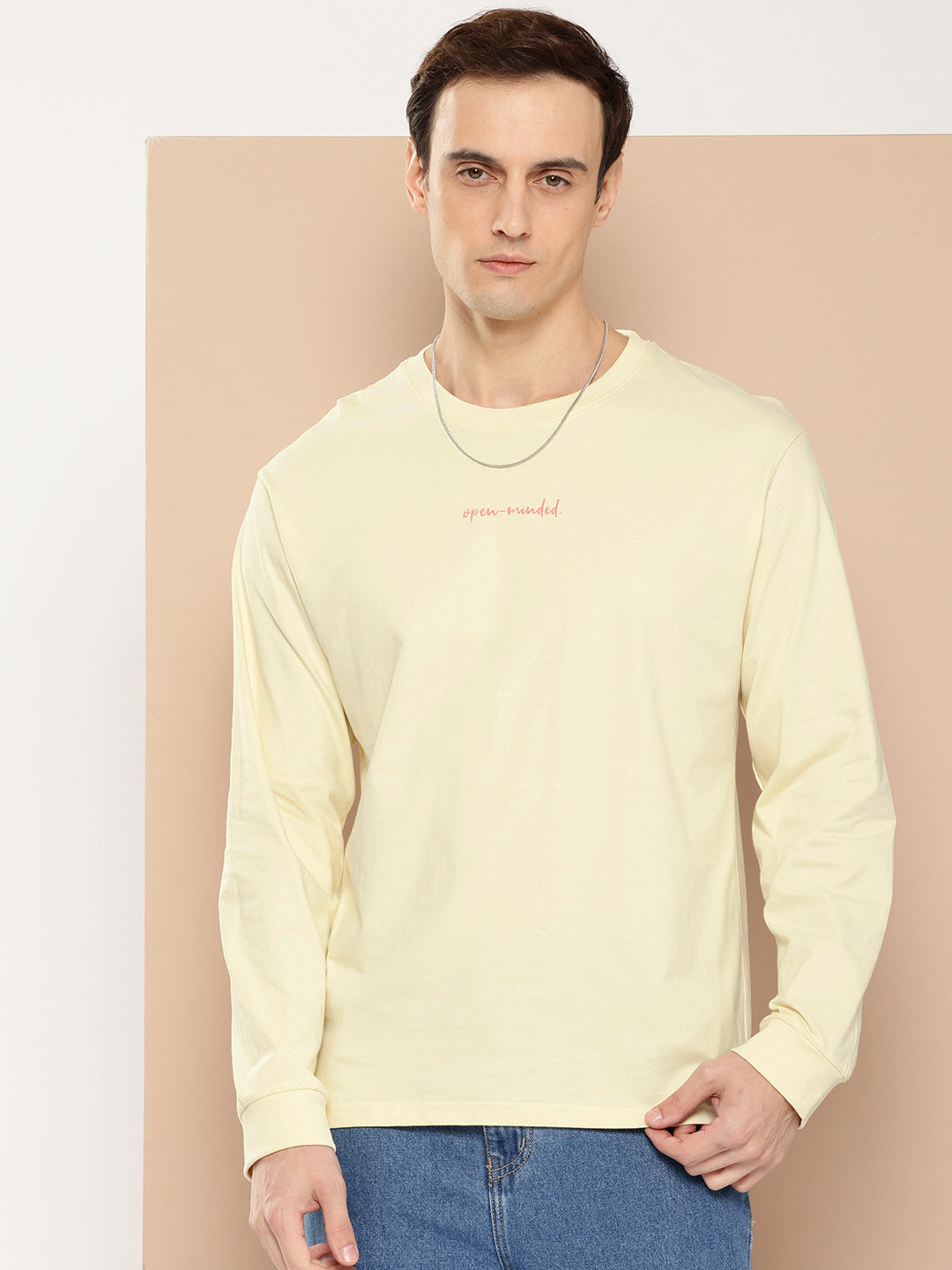 Mens Full Sleeve Round Neck Back Printed Oversized Fit Tshirts