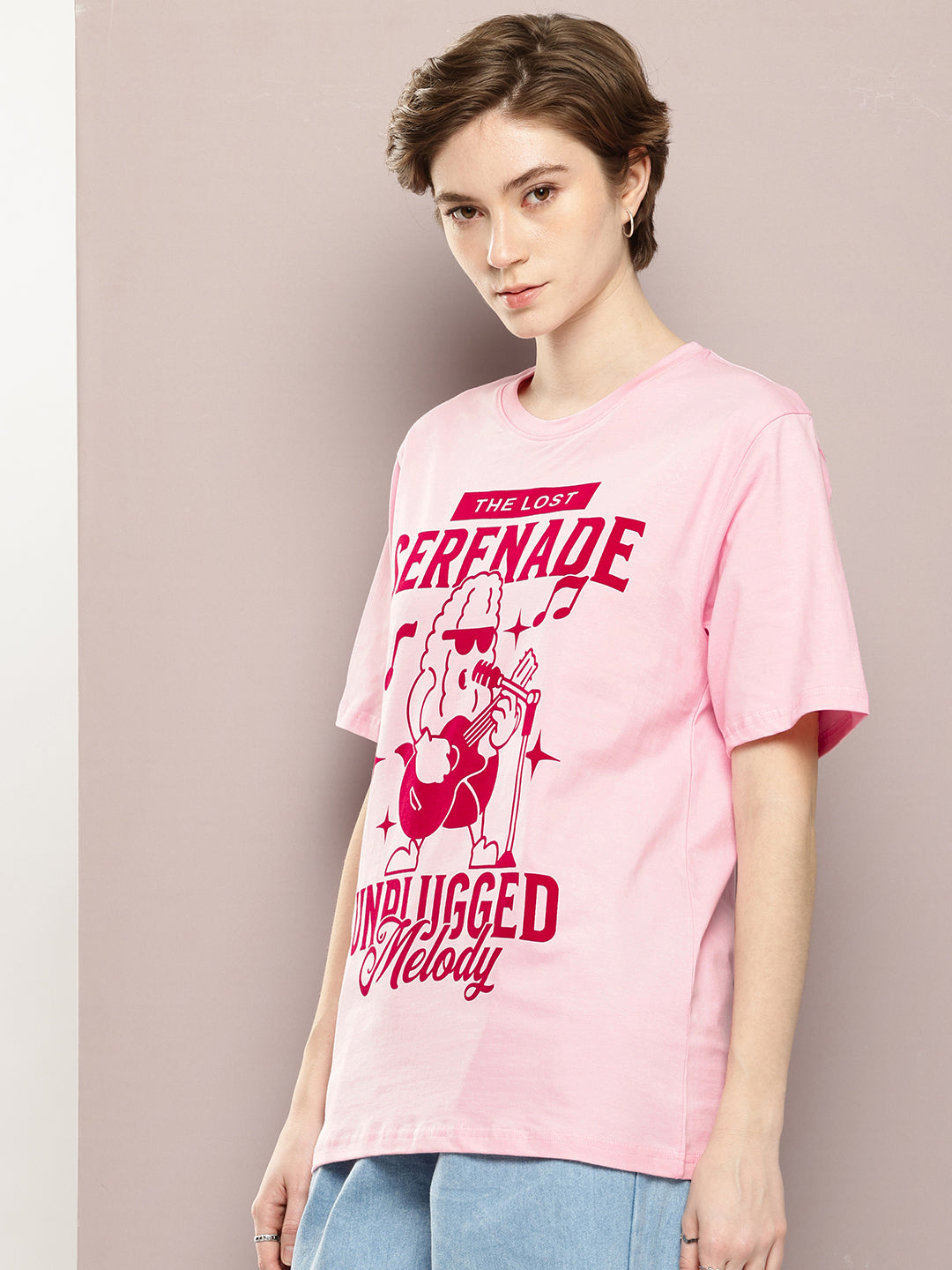Womens Half Sleeve Round Neck Printed Oversized Fit Tshirts