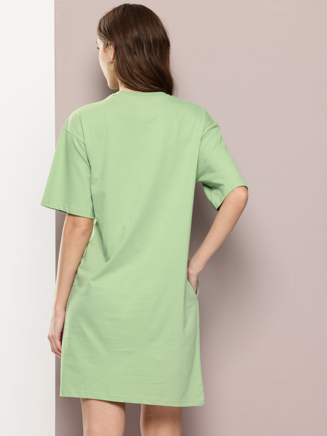 Womens Oversized Short Sleeves Printed Tshirt Dress